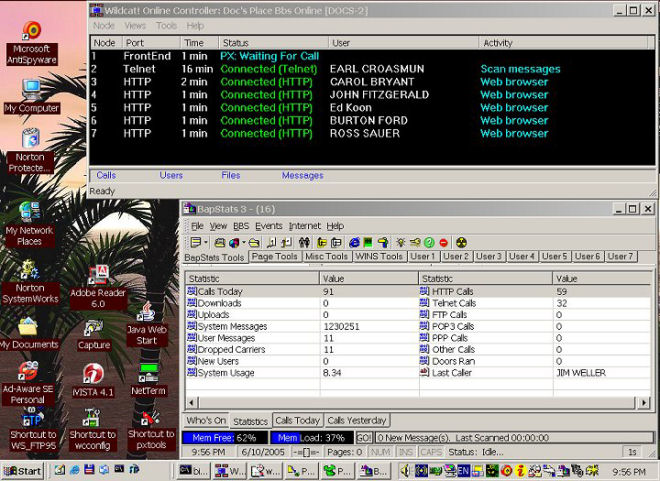 Fidonet Internet BBS Screen Capture Sysops View