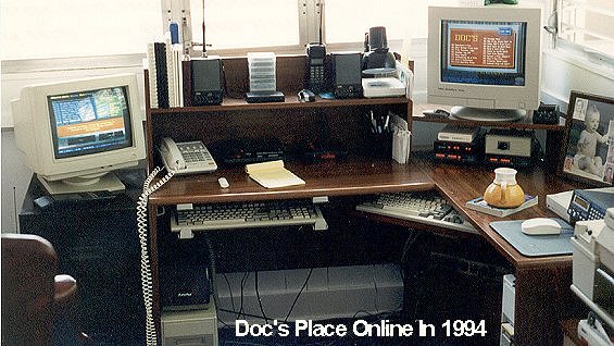 Doc’s Place BBS In 1994. Running Under MS DOS 5.0 And Desqview. PC on the left distributed our nets satellite echomail feed.