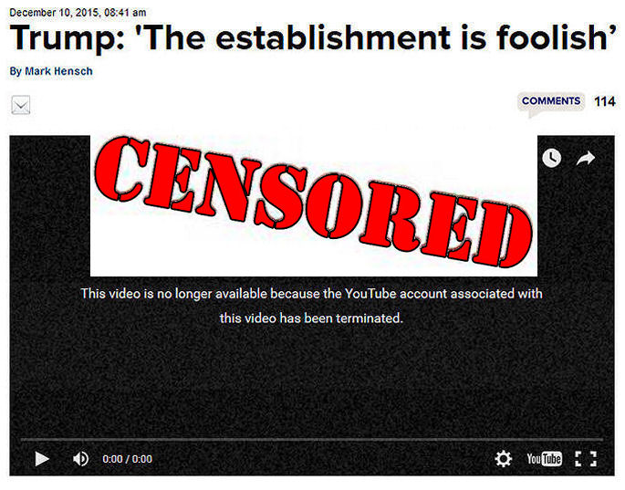 YouTube Censorship VIA Social Media Manipulation Going After Donald Trump