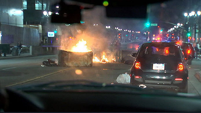 Clinton Supporters Riot Burning Car