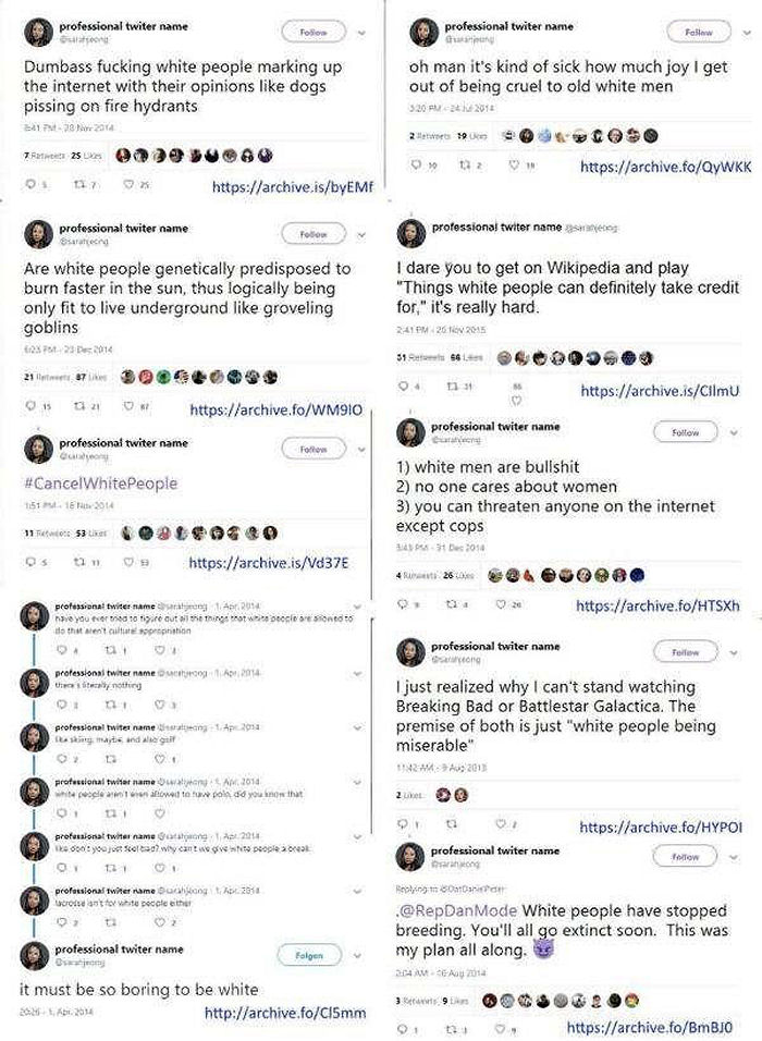 Sarah Jeong NYT Racist Tweets
