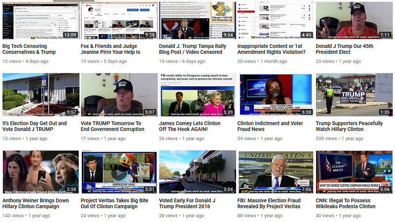 Google Search Pro Trump YouTube Channel Hardly Any Views