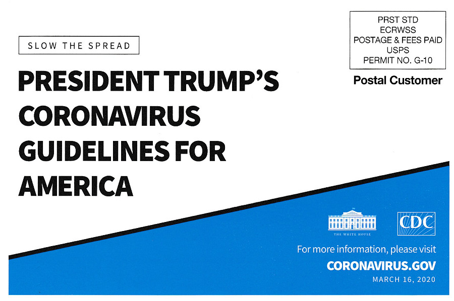 president Trump postcard coronavirus guidelines for america