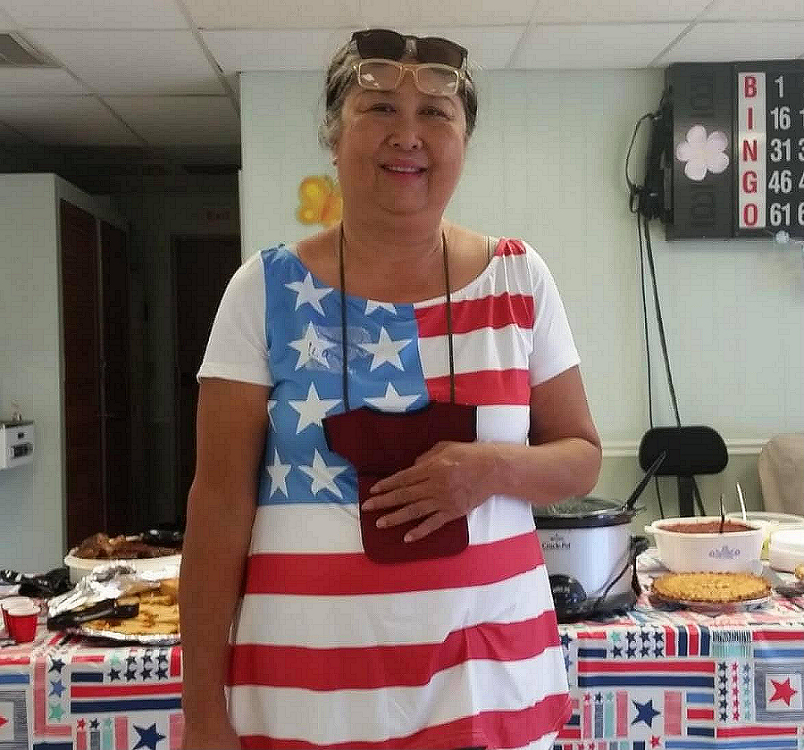 Photo taken in 2018 at our community's annual Independence Day celebration. Love that dress!
