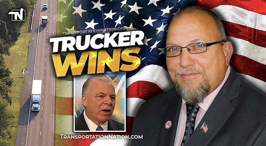 Ed Durr the Republican NJ trucker out campaigns Democrat Steve Sweeney. Image credit, Transportation Nation.