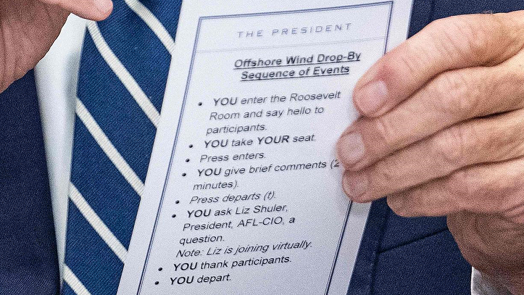 Biden Instruction Cue Card
