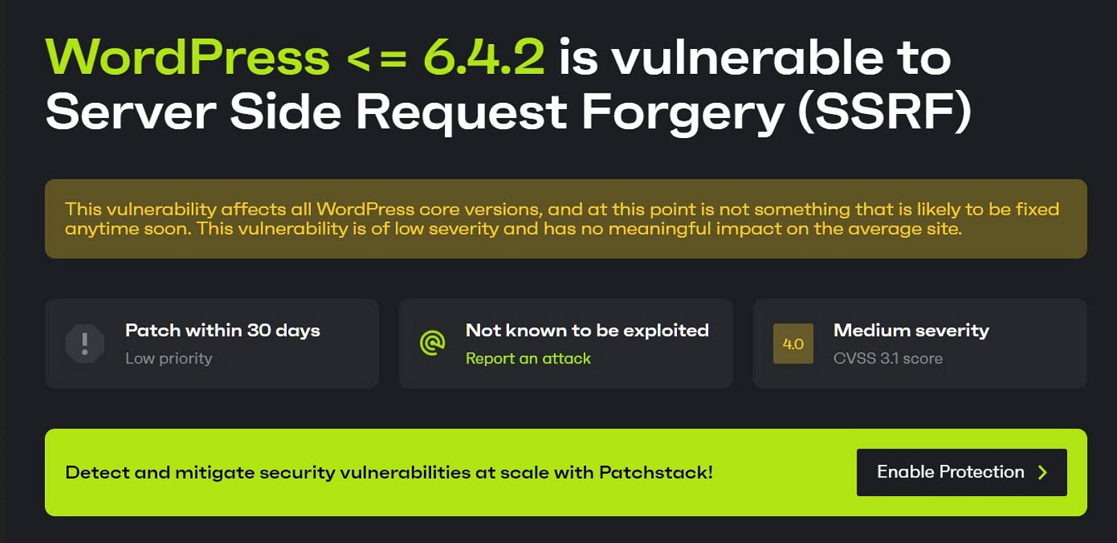 WordPress 6.4.2 Security Alert SSR Botnet